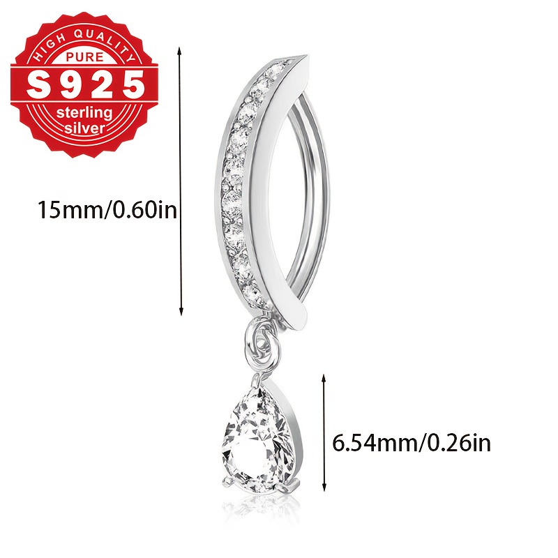 Women's S925 Sterling Silver Navel Stud with Synthetic Zirconia
